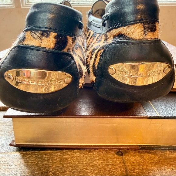 Michael Kors Fulton Leopard Print Flats Calf Hair Driving Loafers - Picture 5 of 9